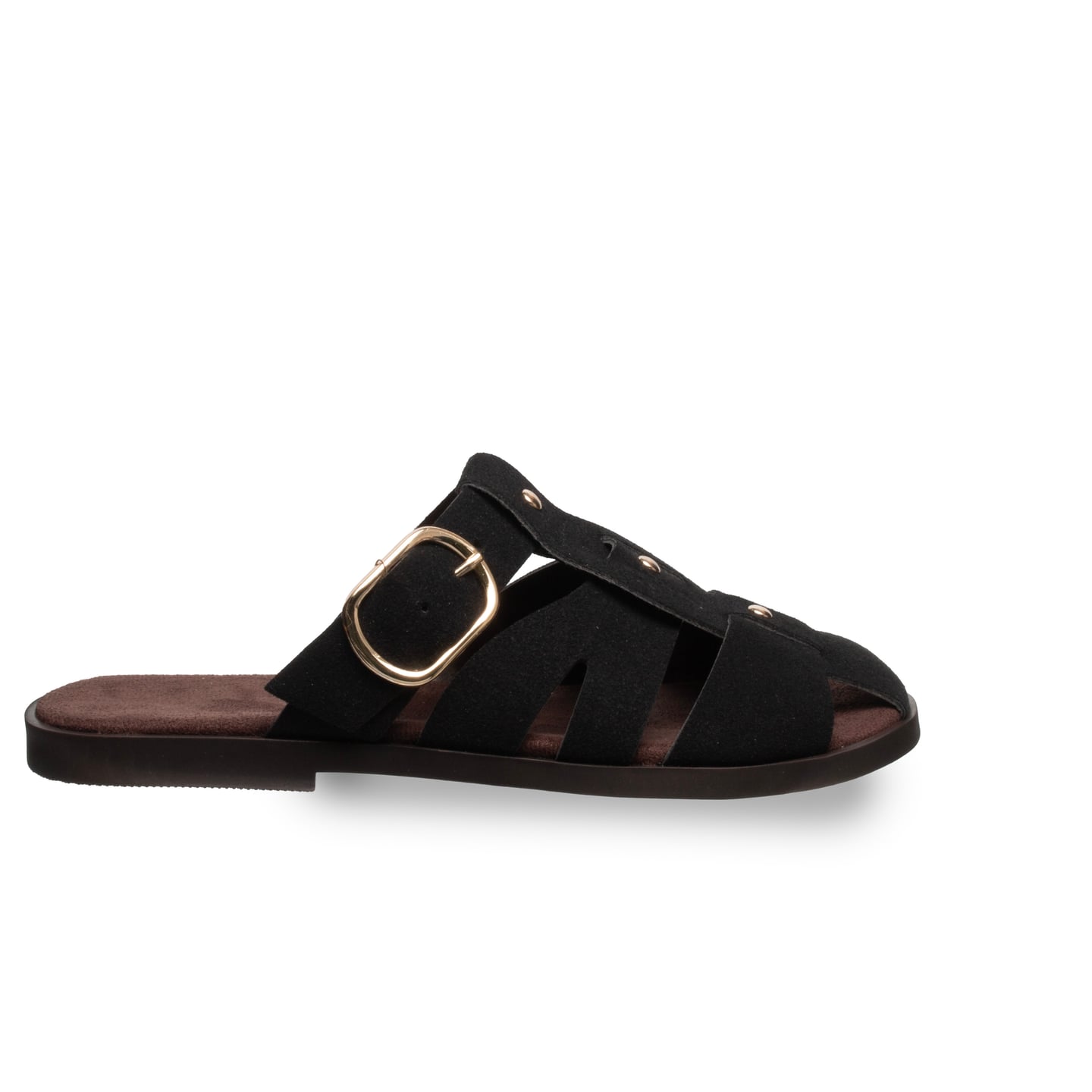 Siyah Düz Terlik – Deri Tozu Kaplama – Günlük Konfor - Renk: Siyah - Fotoğraf 1 / 4