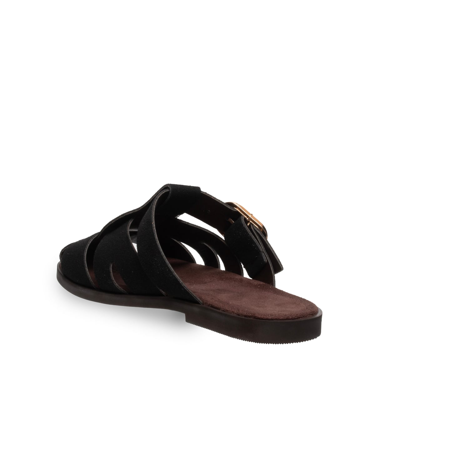 Siyah Düz Terlik – Deri Tozu Kaplama – Günlük Konfor - Renk: Siyah - Fotoğraf 3 / 4