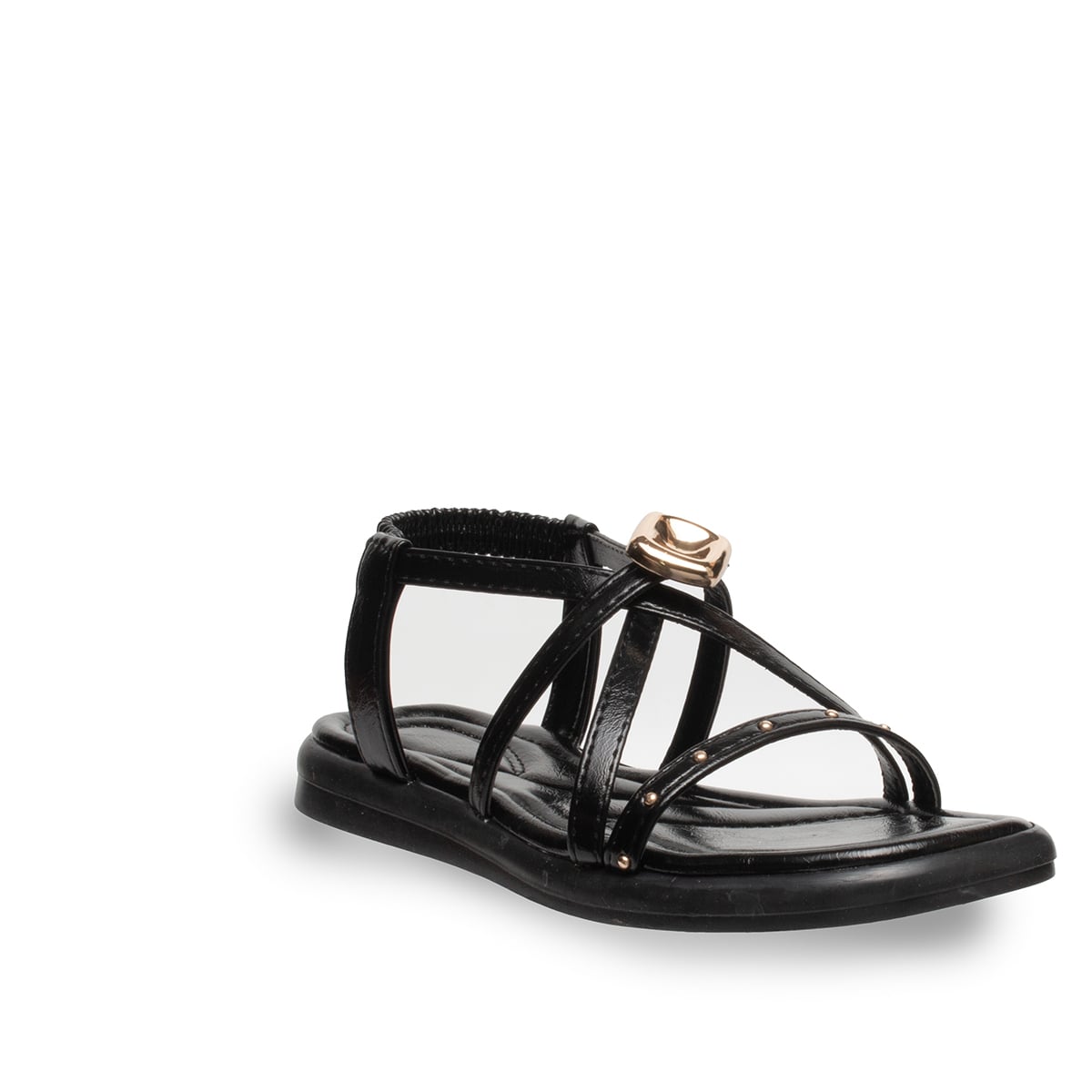 iyah Kadın Düz Sandalet – Lastikli Suni Deri Hafif ve Serin Yazlık - Renk: Siyah - Fotoğraf 2 / 4