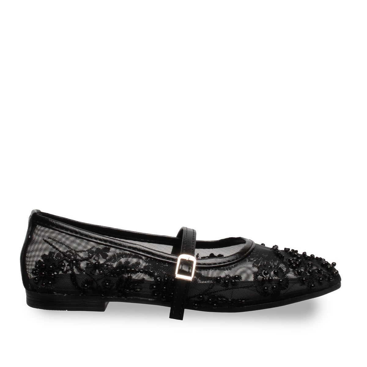 Kadın Siyah Babet Dantel Detaylı – Şık Rahat Suni Deri Günlük Ayakkabı - Renk: Siyah - Fotoğraf 1 / 4