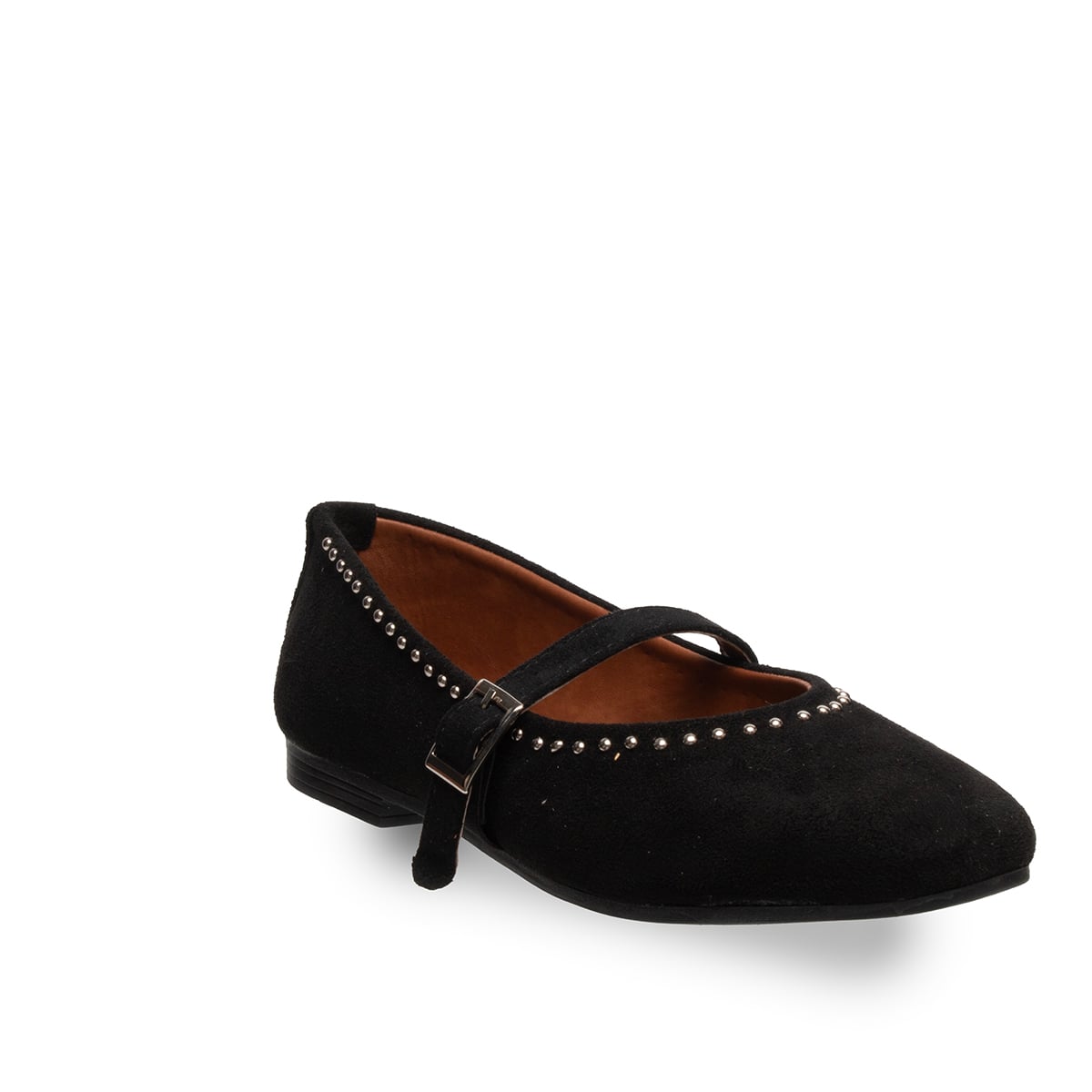 Troplu Detaylı Siyah Kadın Babet – Günlük Rahat Suni Deri Ayakkabı - Renk: Siyah - Fotoğraf 2 / 4