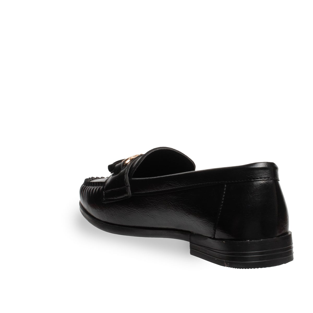 Siyah Püsküllü Kadın Loafer – Suni Deri Şık Günlük Tüm Sezon Ayakkabı - Renk: Siyah - Fotoğraf 3 / 4