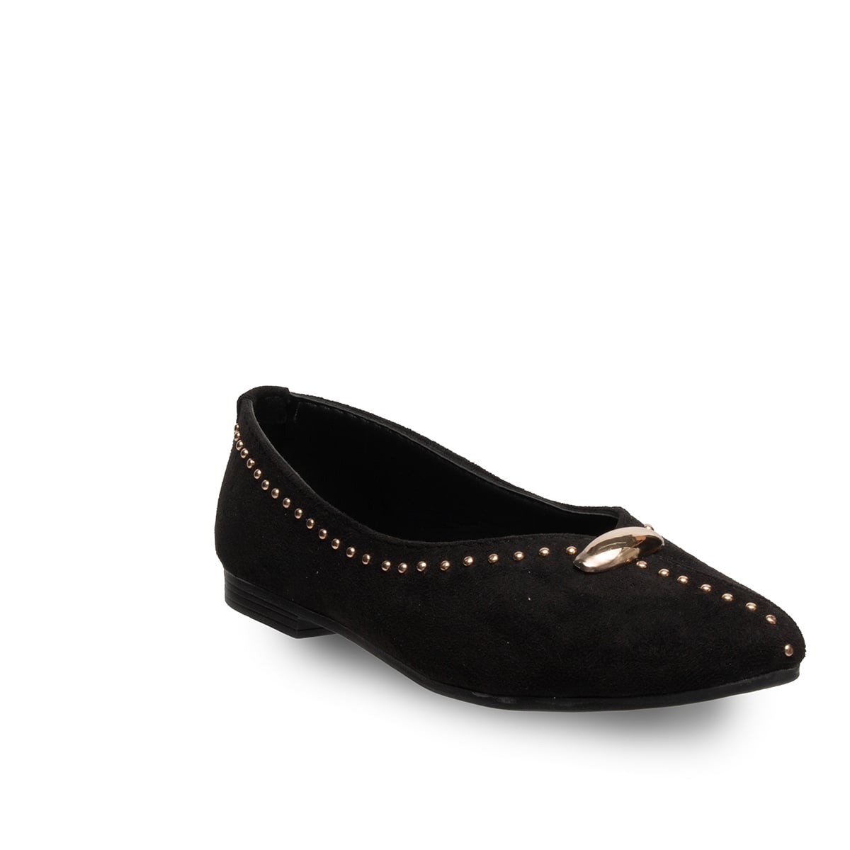 Siyah Kadın Troplu Babet Suni Deri – Rahat Düz Günlük Tüm Sezon - Renk: Siyah - Fotoğraf 2 / 4