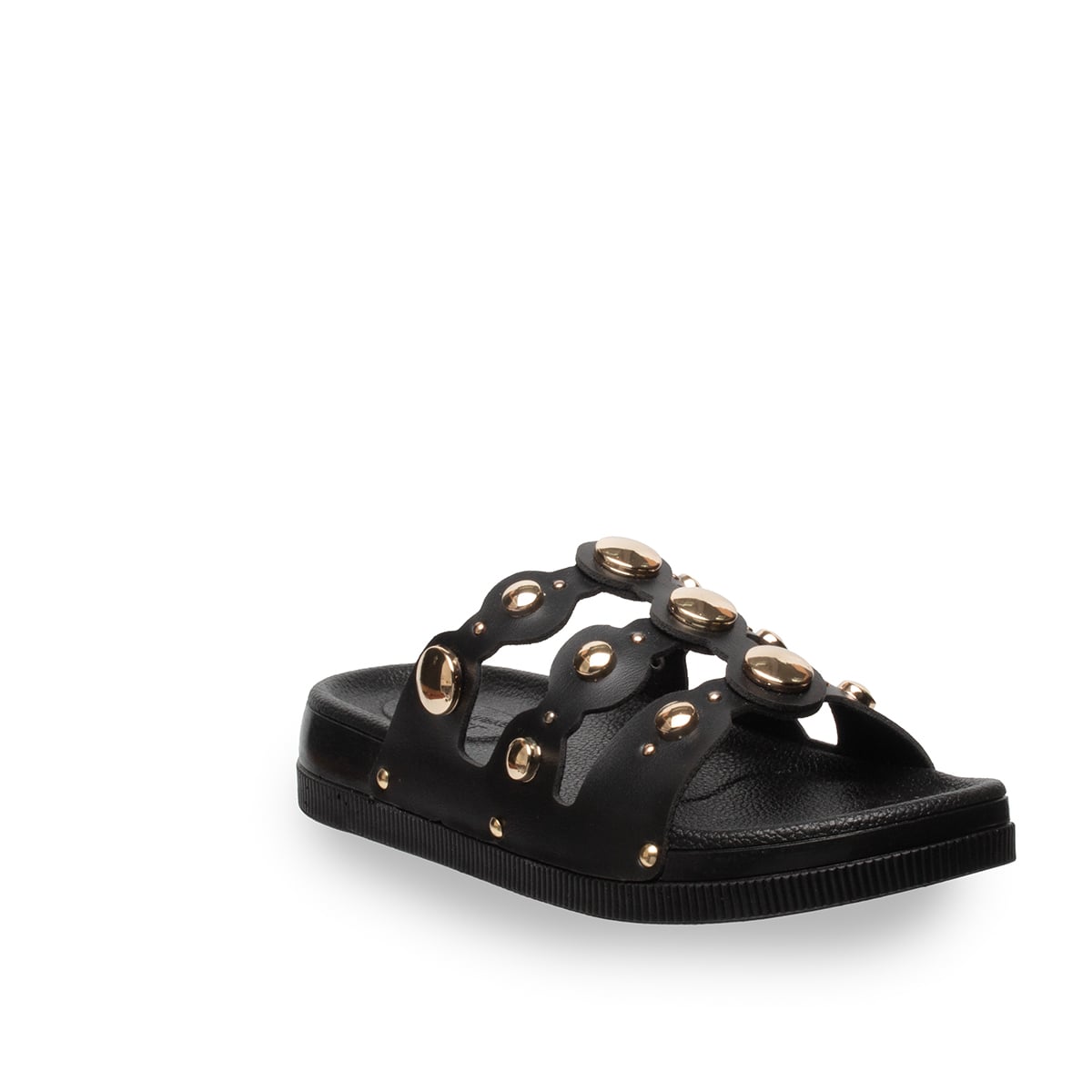 Poleritian Tabanlı Rahat Tokalı Terlik - Renk: Siyah - Fotoğraf 2 / 4