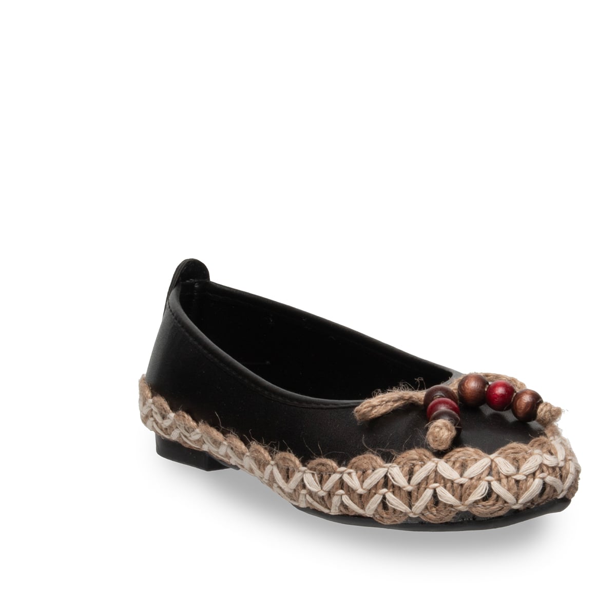 Hasır Ve Boncuk Detaylı Zenne Toptan Babet - Renk: Siyah - Fotoğraf 2 / 3