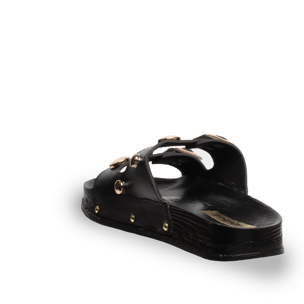 Çift Tokalı Poleriatan Taban Günlük Kullanıma Uygun Toptan Terlik - Renk: Siyah - Fotoğraf 3 / 4