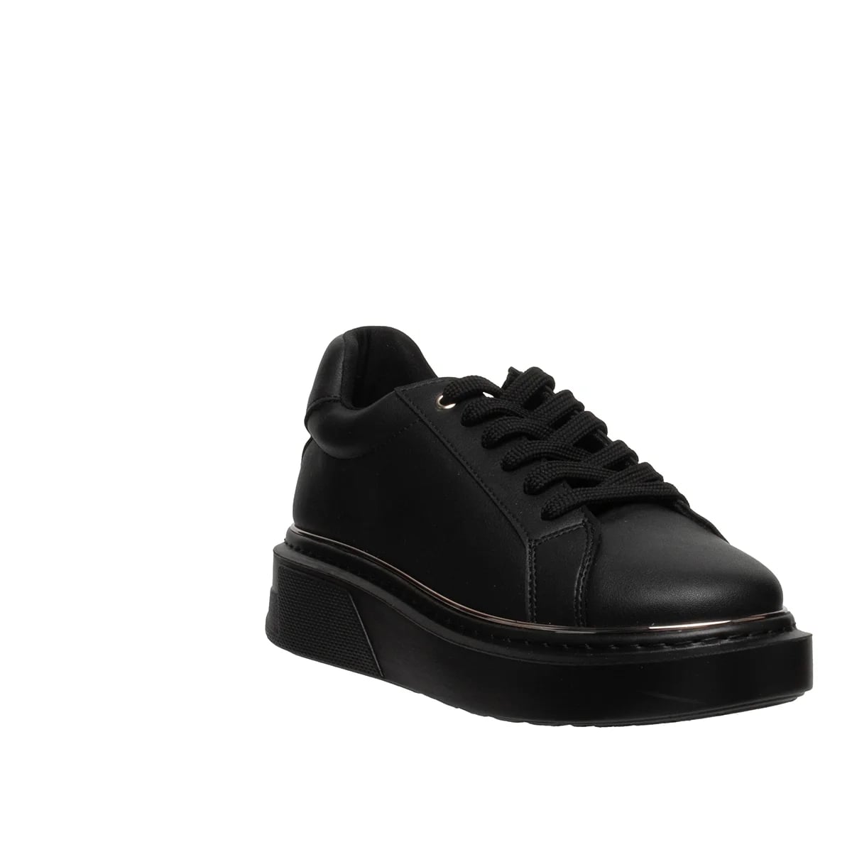 Kadın Siyah Bağcıklı Spor Sneaker - Renk: Siyah - Fotoğraf 4 / 4