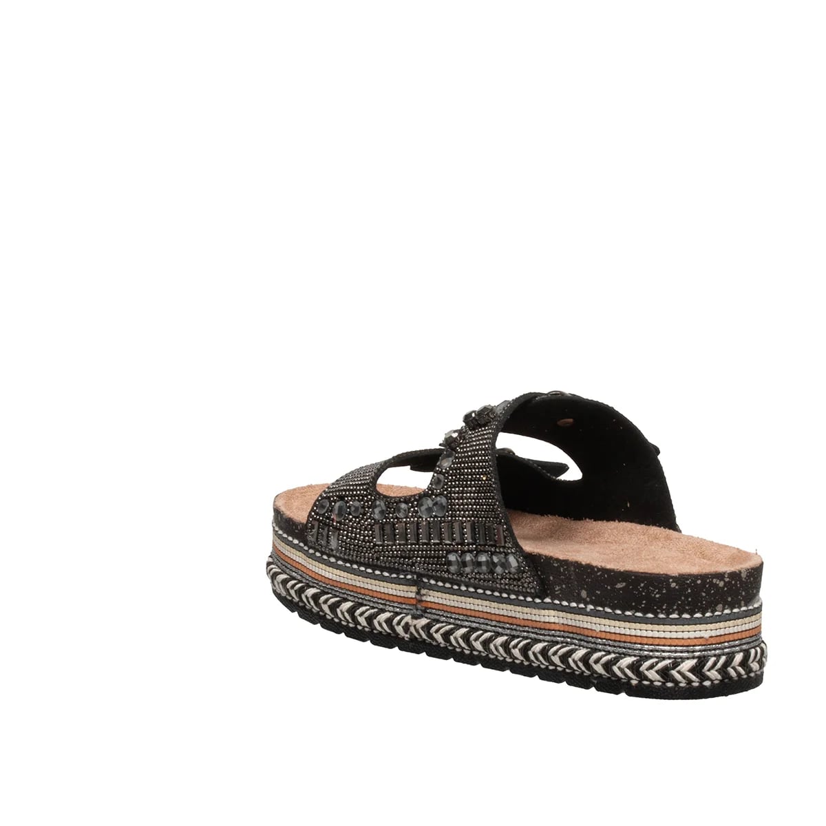 Kadın Dolgu Topuk Feta Siyah Sandalet - Renk: Siyah - Fotoğraf 3 / 4