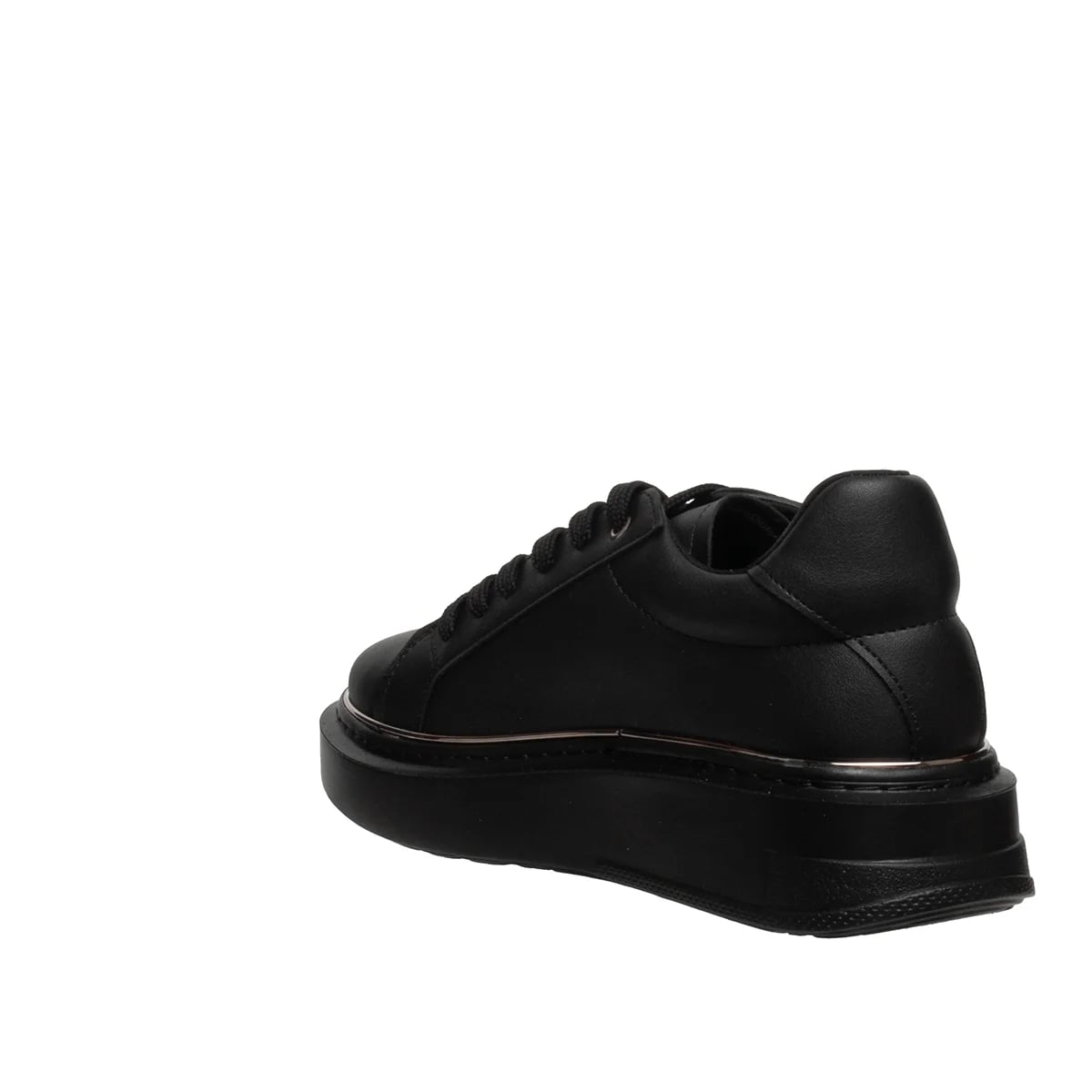 Kadın Siyah Bağcıklı Spor Sneaker - Renk: Siyah - Fotoğraf 3 / 4