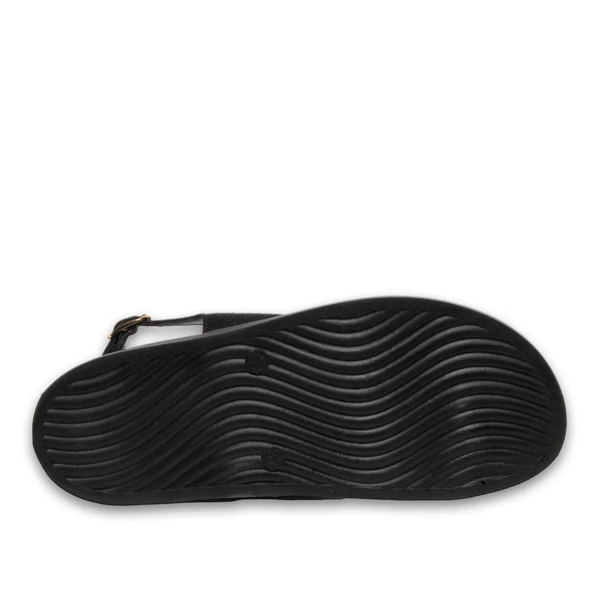 Siyah Düz Sandalet – Süet Dokulu, Yüzüklü Tokalı, Modern ve Şık Duruş - Renk: Siyah - Fotoğraf 4 / 4