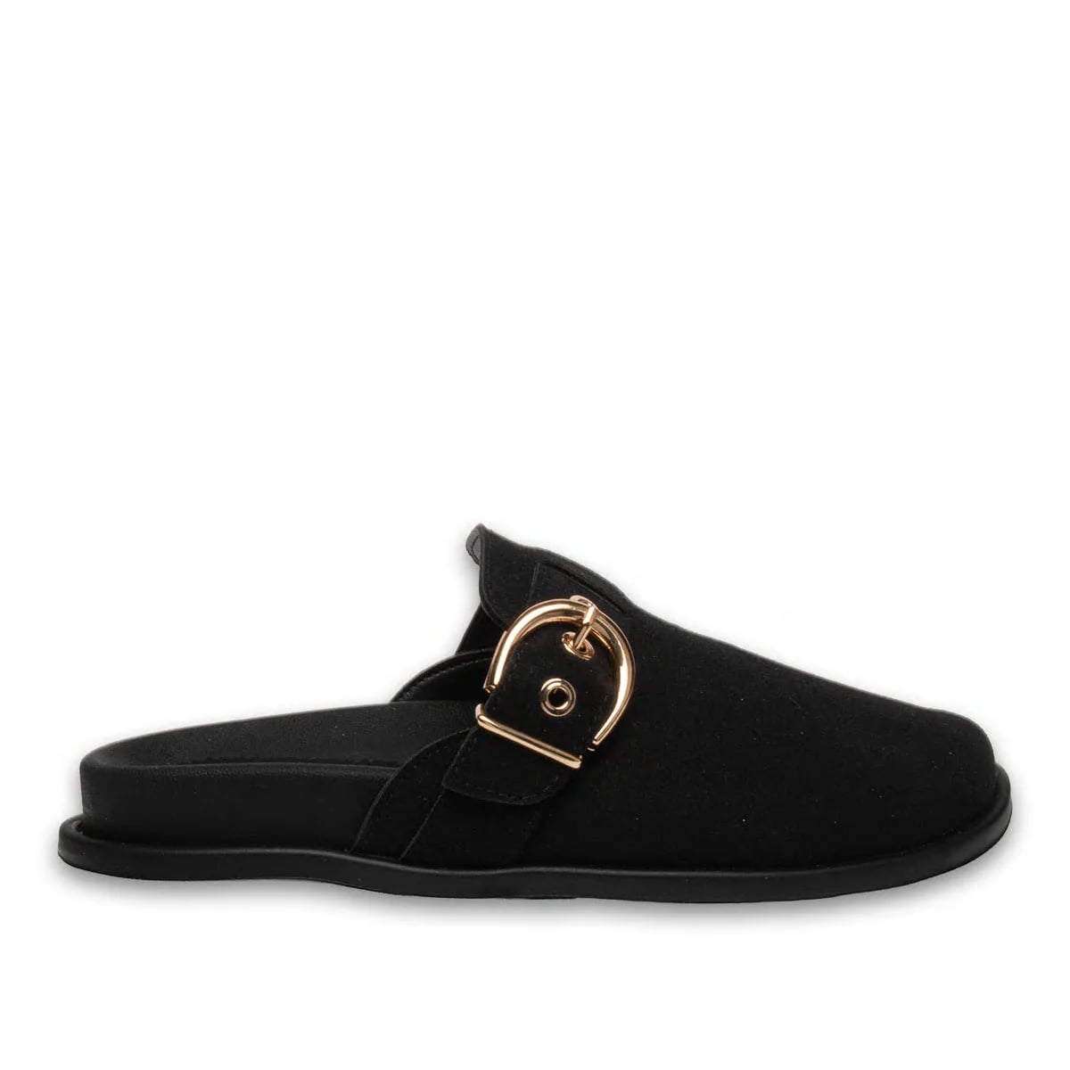 Siyah Kadın Düz Terlik – Süet Kemerli, Günlük Şıklık ve Maksimum Konfor - Renk: Siyah - Fotoğraf 1 / 4