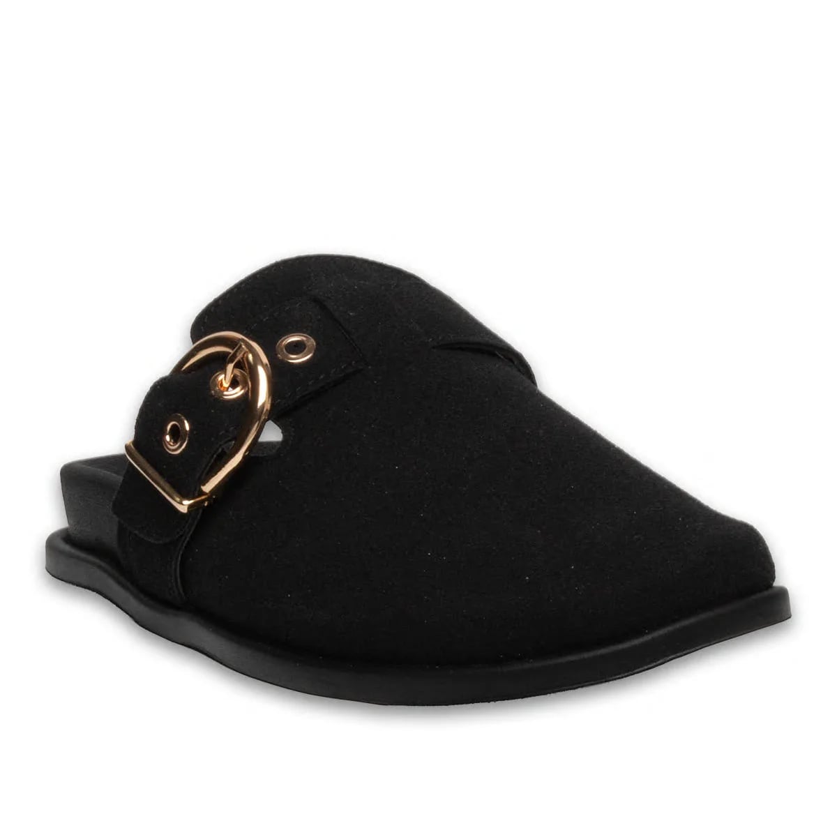 Siyah Kadın Düz Terlik – Süet Kemerli, Günlük Şıklık ve Maksimum Konfor - Renk: Siyah - Fotoğraf 2 / 4