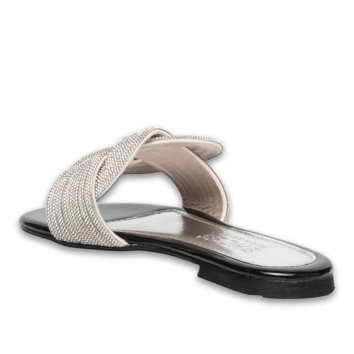 Toptan Siyah Taşlı Kadın Düz Terlik - Rugan Dokulu - Renk: Siyah - Fotoğraf 3 / 3