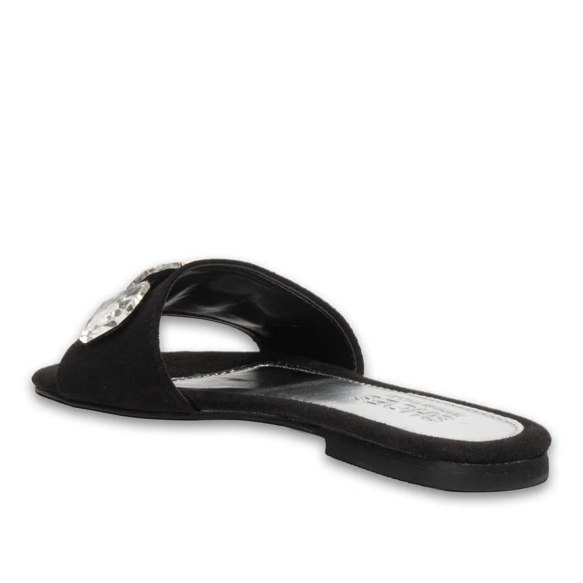 Toptan Siyah Üç Taşlı Kadın Günlük Düz Terlik - Suni Deri - Renk: Siyah - Fotoğraf 3 / 4