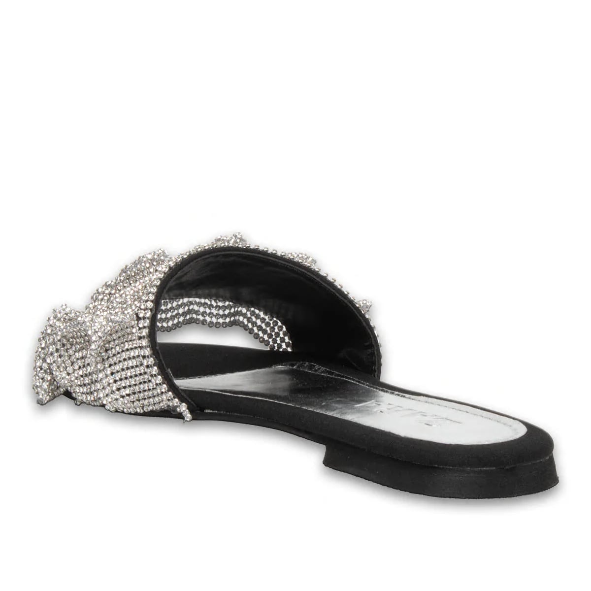 Toptan Siyah Püsküllü Taşlı Kadın Düz Terlik - Renk: Siyah - Fotoğraf 3 / 3