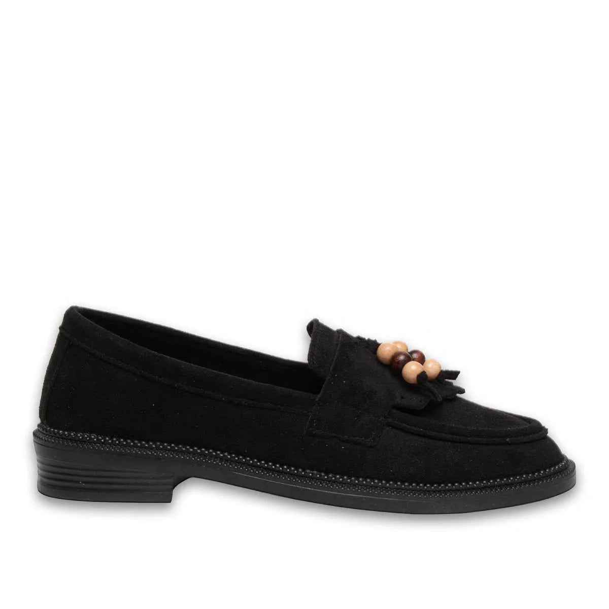 Toptan Siyah Boncuklu Kadın Günlük Casual - Süet Dokulu - Renk: Siyah - Fotoğraf 1 / 3