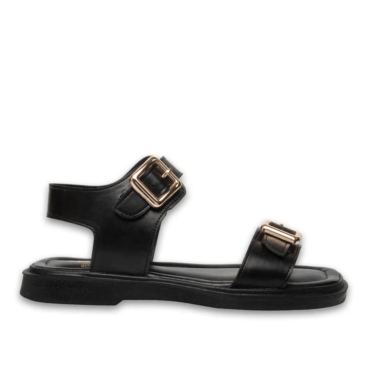 Toptan Siyah Çok Rahat Kadın Düz Sandalet - Suni Deri - Renk: Siyah - Fotoğraf 1 / 3