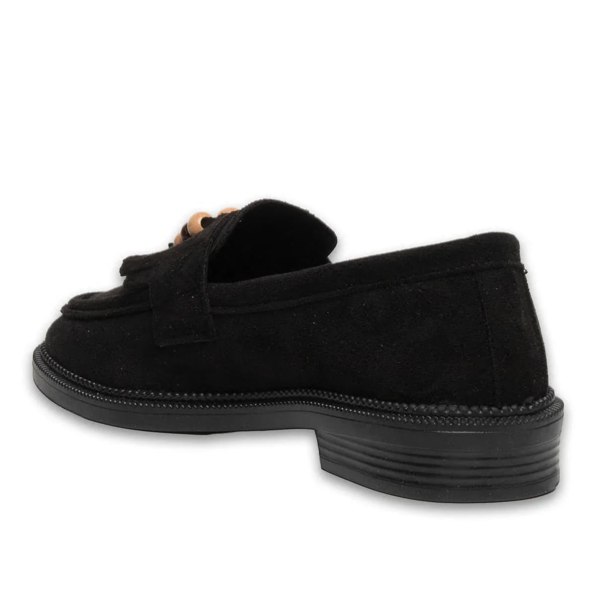 Toptan Siyah Boncuklu Kadın Günlük Casual - Süet Dokulu - Renk: Siyah - Fotoğraf 3 / 3