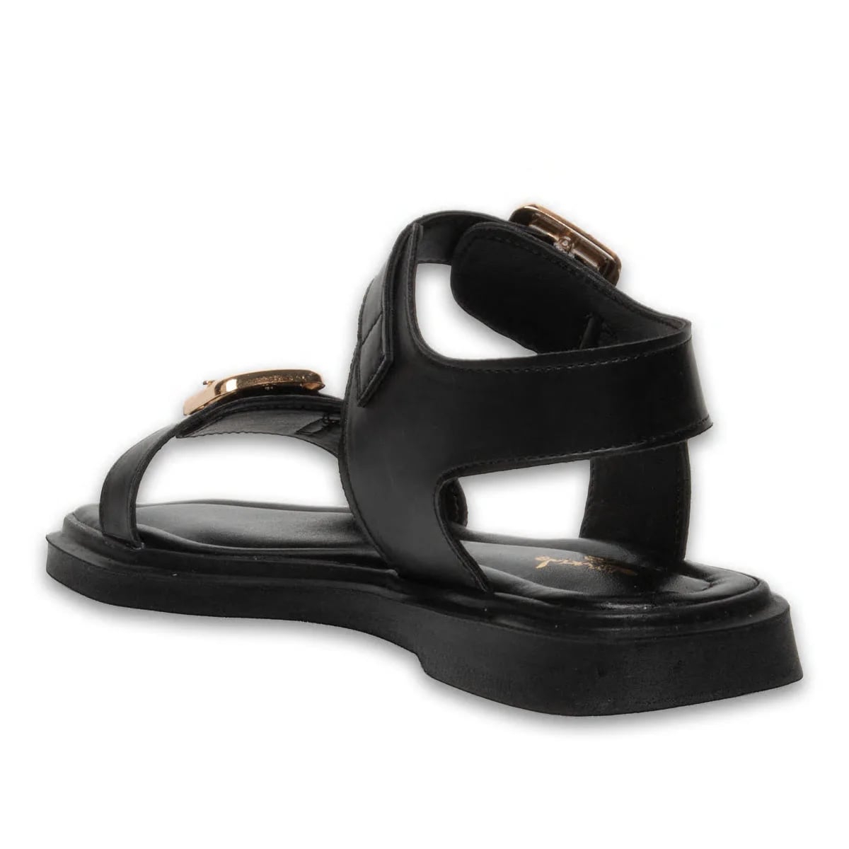 Toptan Siyah Çok Rahat Kadın Düz Sandalet - Suni Deri - Renk: Siyah - Fotoğraf 3 / 3