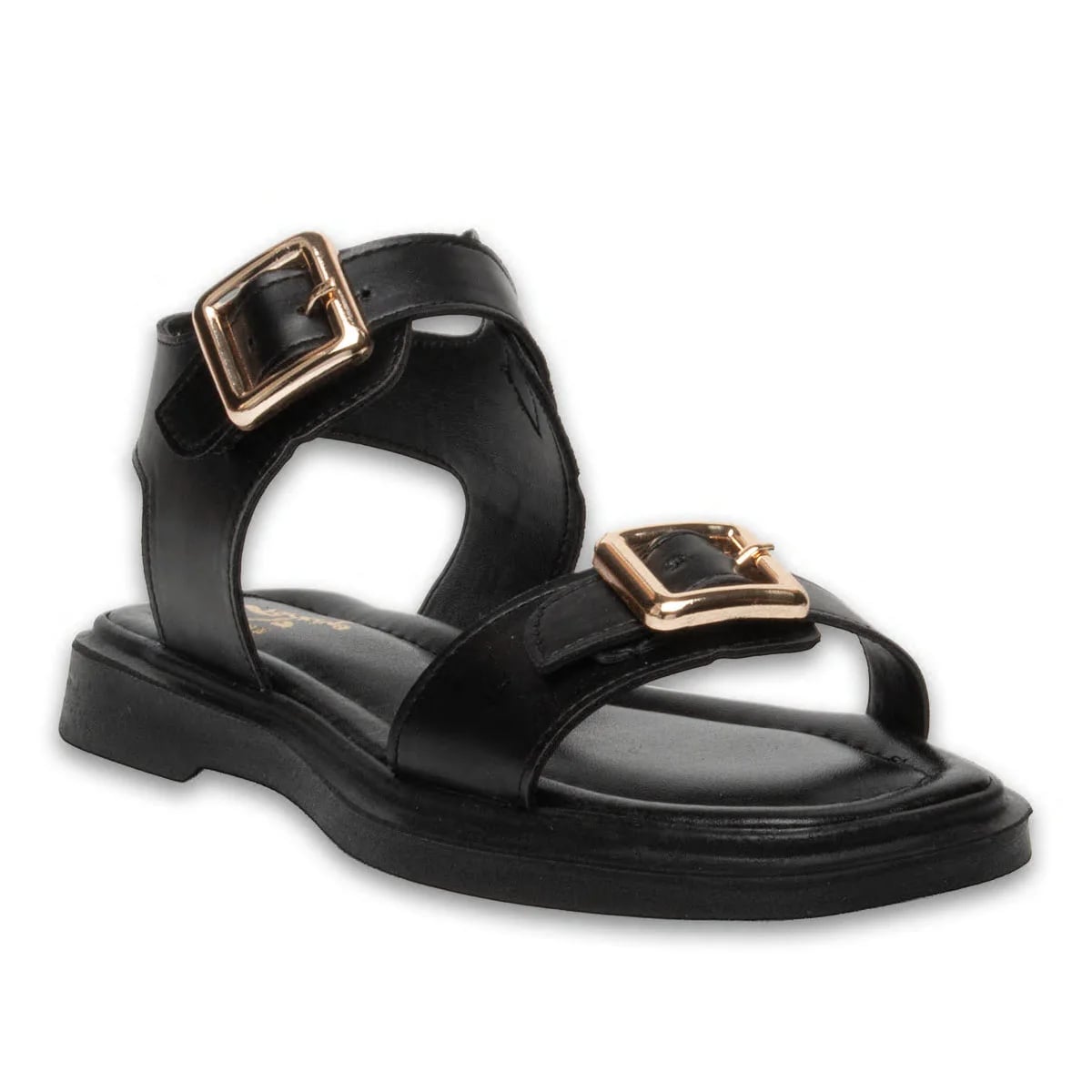 Toptan Siyah Çok Rahat Kadın Düz Sandalet - Suni Deri - Renk: Siyah - Fotoğraf 2 / 3