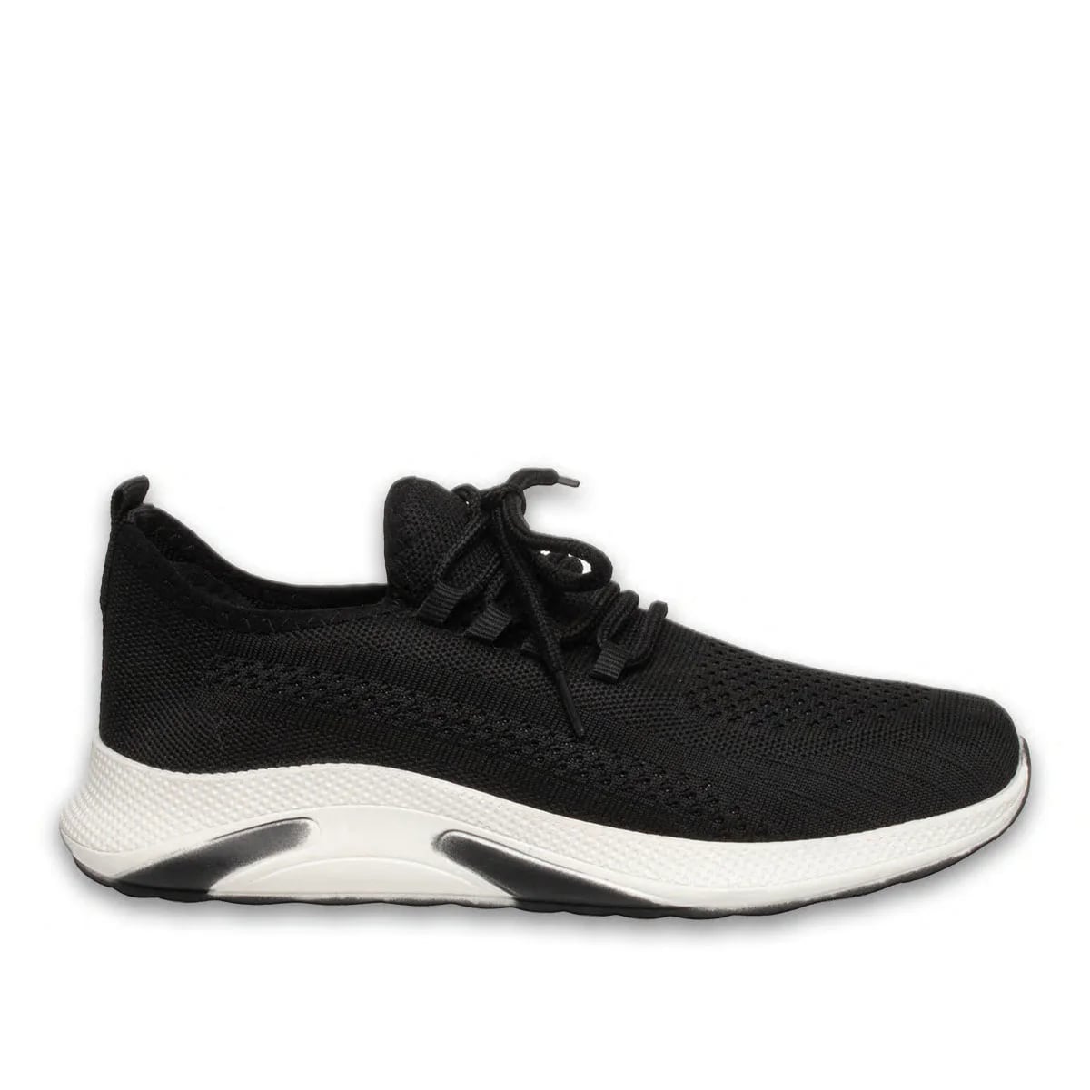 Siyah-Beyaz Erkek Spor Sneaker – Bağcıklı, Günlük Kullanıma Uygun, Rahat Tabanlı Toptan Ayakkabı - Renk: Siyah-Beyaz - Fotoğraf 1 / 4