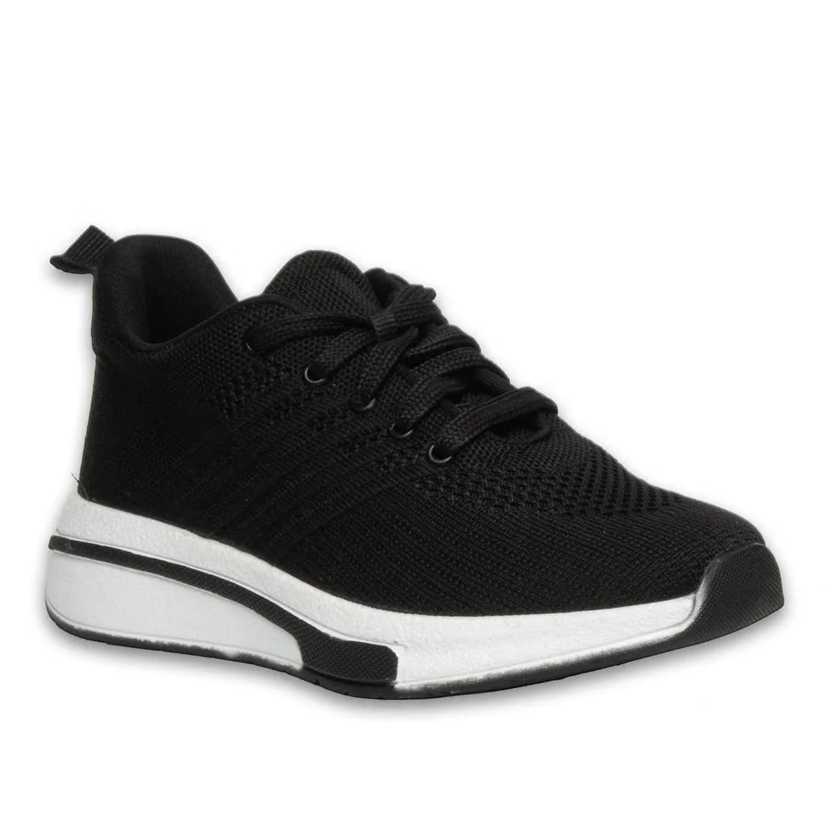 Bağcıklı Kadın Spor Sneaker Siyah-Beyaz - Renk: Siyah-Beyaz - Fotoğraf 2 / 4