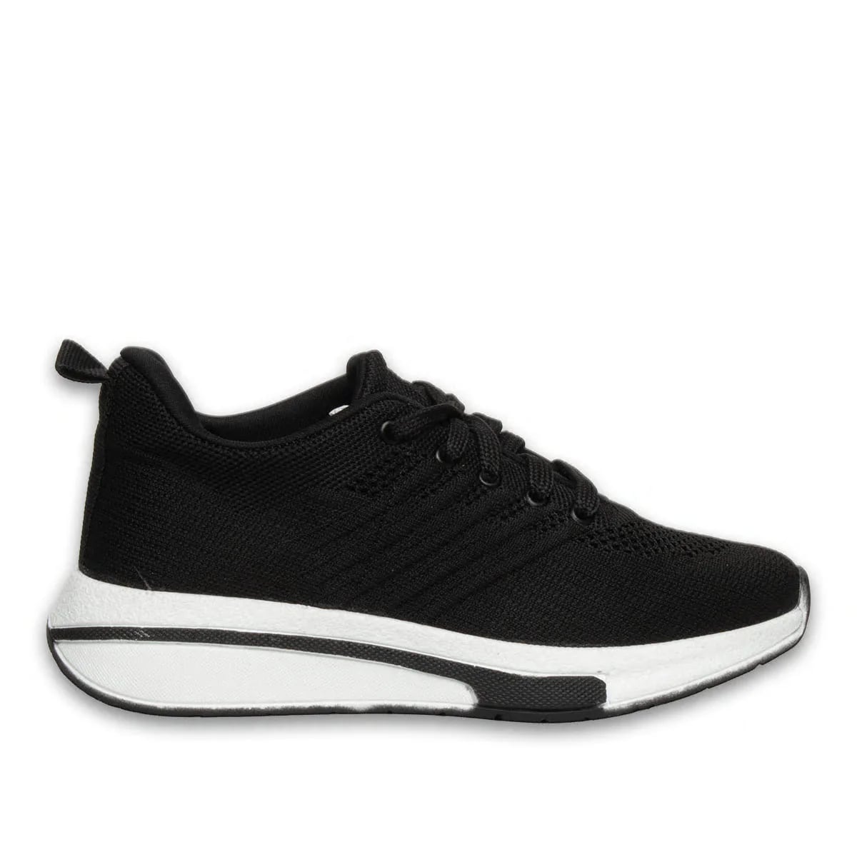 Bağcıklı Kadın Spor Sneaker Siyah-Beyaz - Renk: Siyah-Beyaz - Fotoğraf 1 / 4