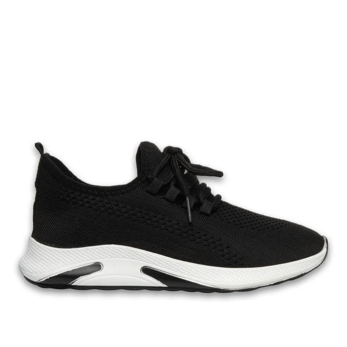 Siyah-Beyaz Bağcıklı Kadın Spor Sneaker Toptan  - Renk: Siyah-Beyaz - Fotoğraf 1 / 4