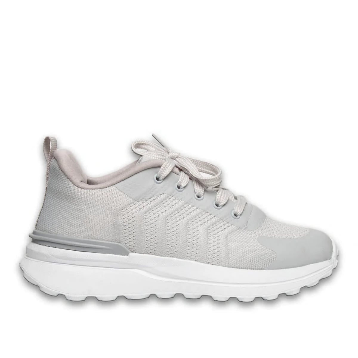 Açık Gri Bağcıklı Kadın Spor Sneaker | Toptan Satışa Uygun - Renk: Açık Gri - Fotoğraf 1 / 4