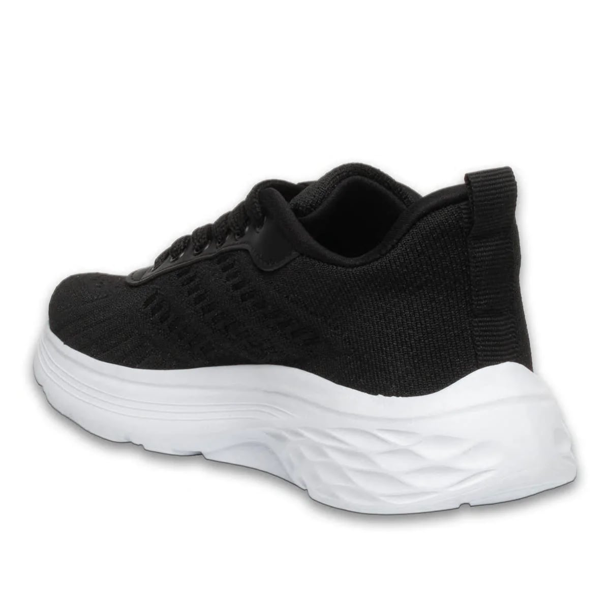 Siyah-Beyaz Bağcıklı Tekstil Spor Sneaker - Renk: Siyah-Beyaz - Fotoğraf 3 / 4