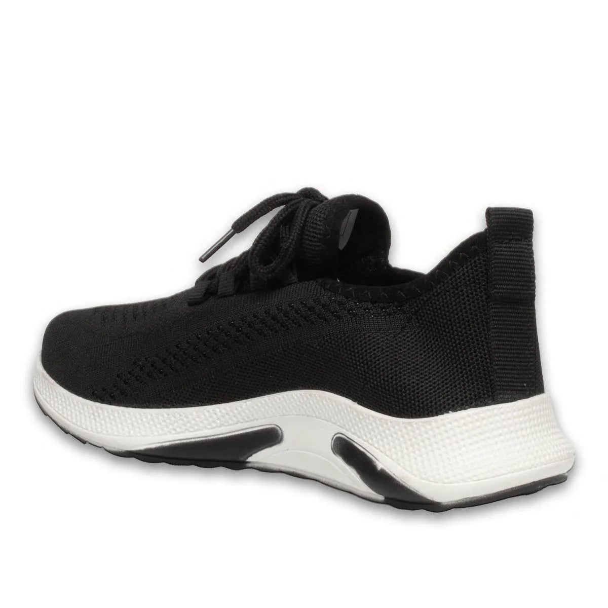 Siyah-Beyaz Erkek Spor Sneaker – Bağcıklı, Günlük Kullanıma Uygun, Rahat Tabanlı Toptan Ayakkabı - Renk: Siyah-Beyaz - Fotoğraf 3 / 4