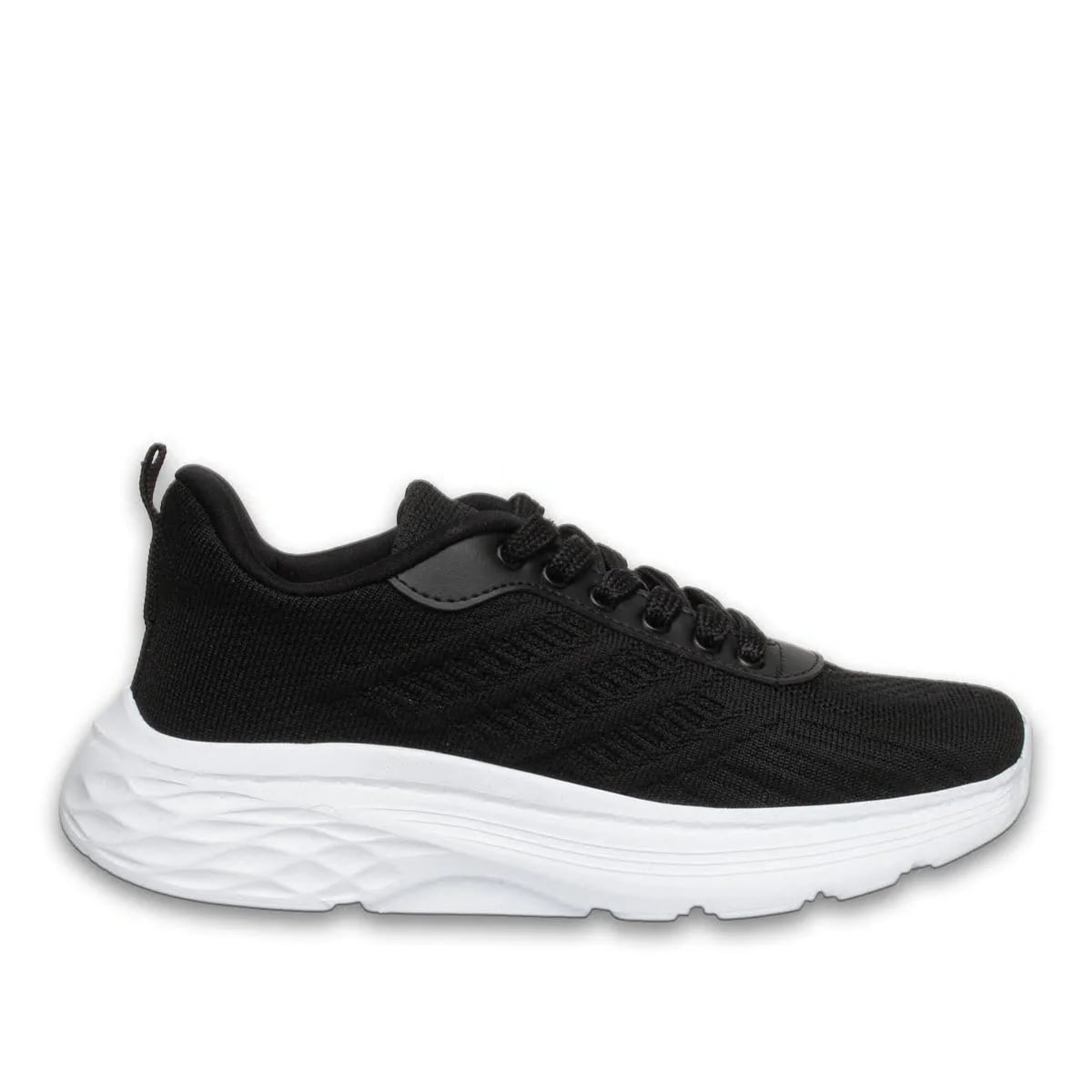 Siyah-Beyaz Bağcıklı Tekstil Spor Sneaker - Renk: Siyah-Beyaz - Fotoğraf 1 / 4