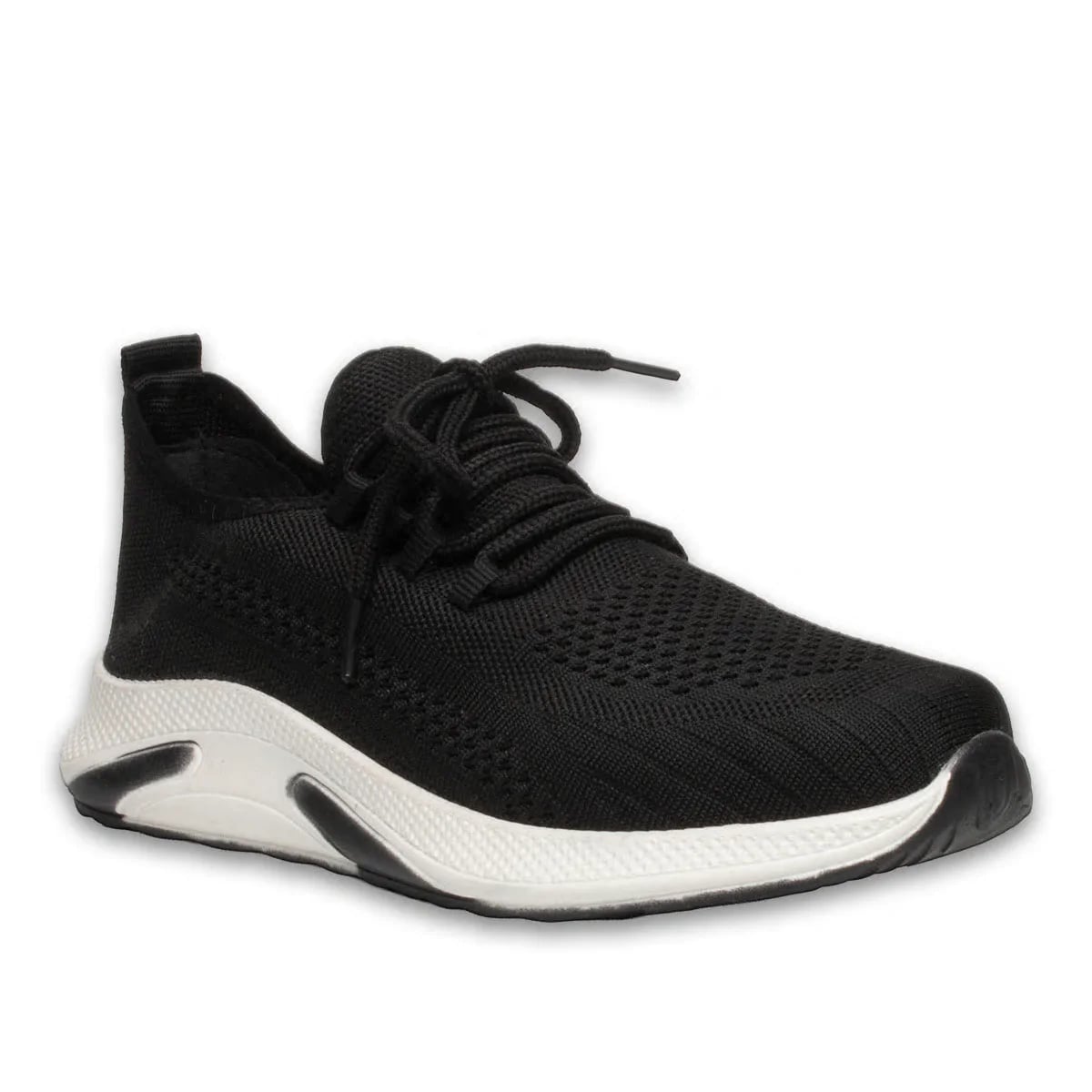 Siyah-Beyaz Erkek Spor Sneaker – Bağcıklı, Günlük Kullanıma Uygun, Rahat Tabanlı Toptan Ayakkabı - Renk: Siyah-Beyaz - Fotoğraf 2 / 4