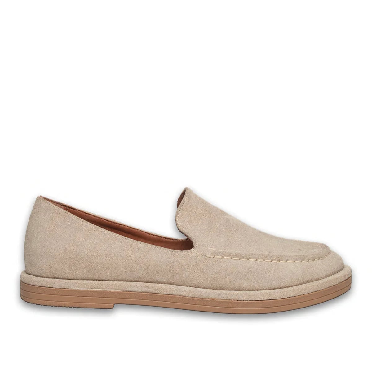 Bej Süet Dokulu Kadın Loafer – Klasik Model | 6 Renk Seçeneği ile Toptan - Renk: Bej - Fotoğraf 1 / 4