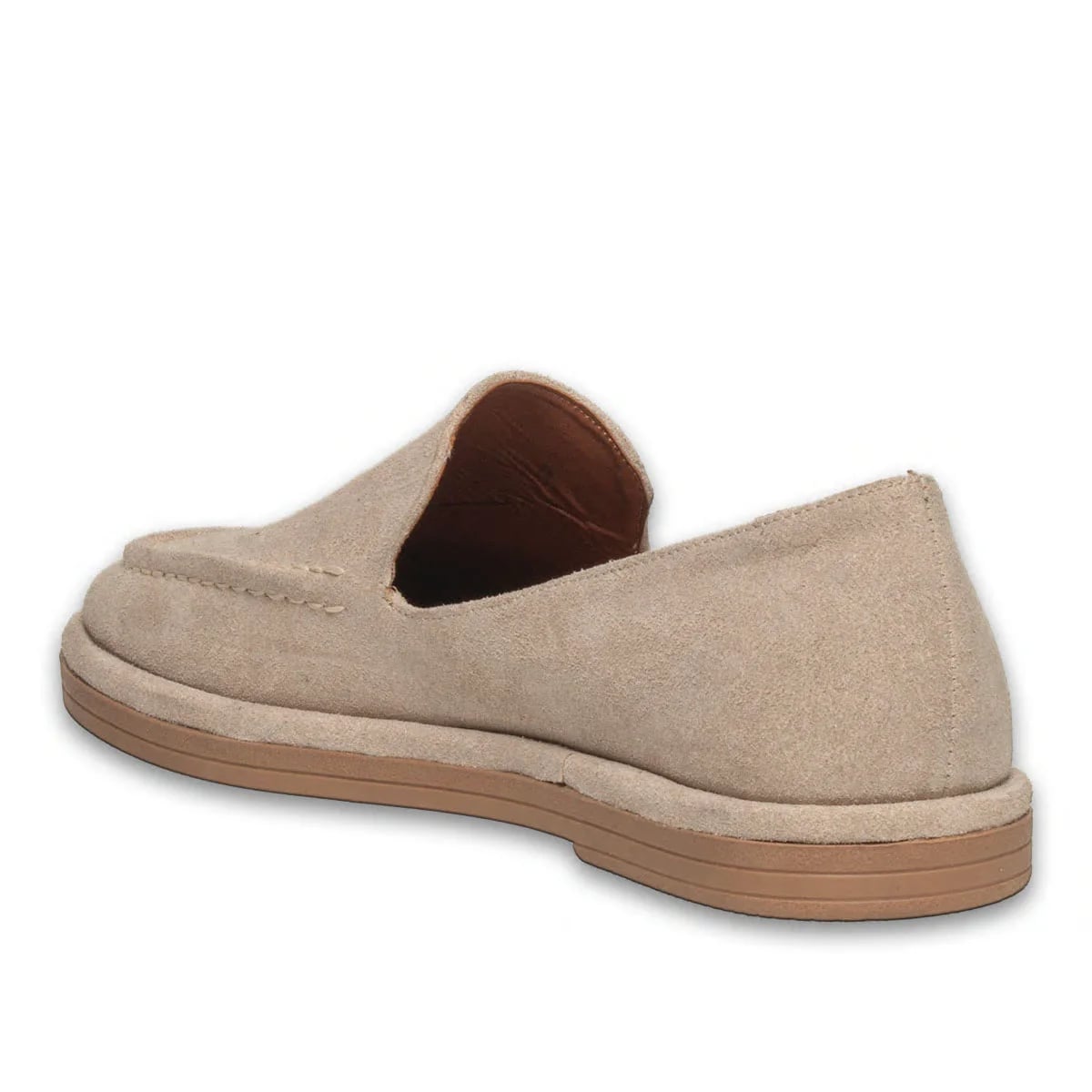 Bej Süet Dokulu Kadın Loafer – Klasik Model | 6 Renk Seçeneği ile Toptan - Renk: Bej - Fotoğraf 3 / 4