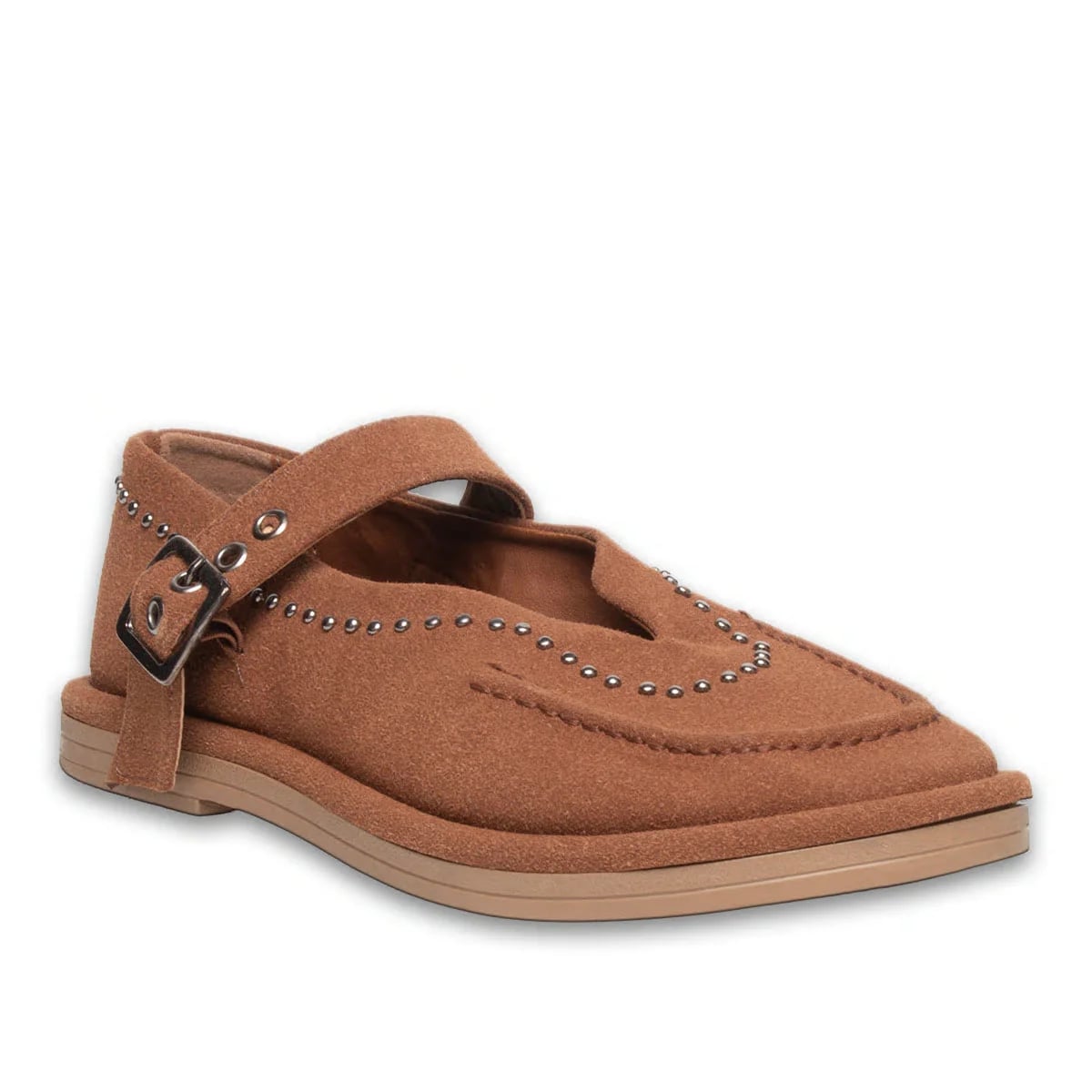 Kahve Bilekten Bağlamalı Kadın Loafer – Yandan Kemer Detaylı, Termo Taban | Toptan - Renk: Kahve - Fotoğraf 2 / 4