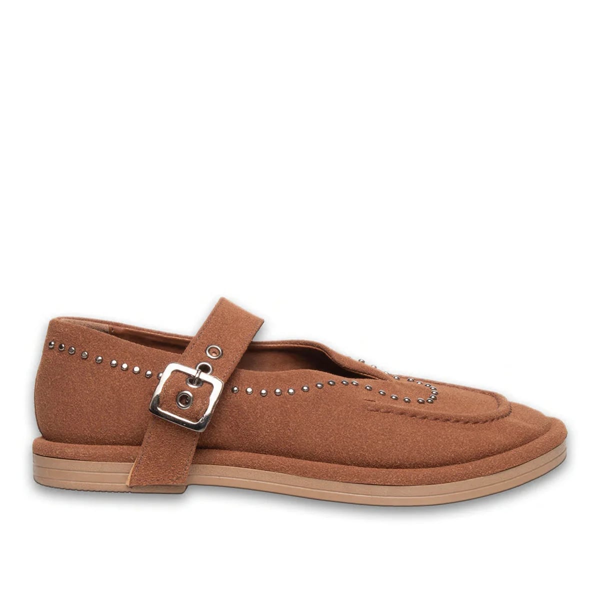 Kahve Bilekten Bağlamalı Kadın Loafer – Yandan Kemer Detaylı, Termo Taban | Toptan - Renk: Kahve - Fotoğraf 1 / 4