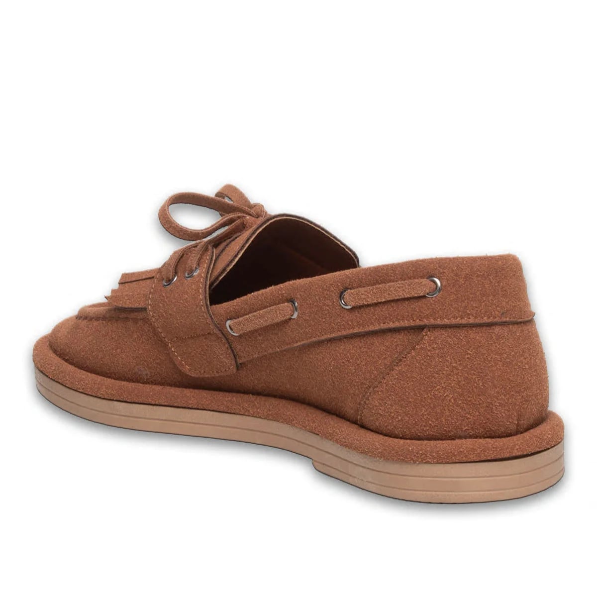Kahve Süet Görünümlü Kadın Loafer – Boncuk & Taş Aksesuarlı, Termo Taban | Toptan & Çoklu Renk - Renk: Kahve - Fotoğraf 3 / 4