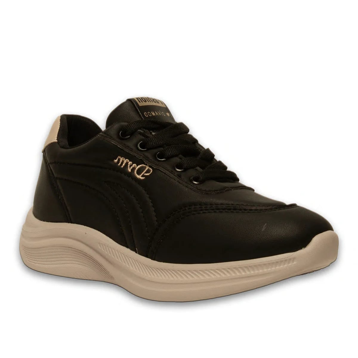 Siyah Bağcıklı Kadın Spor Sneaker - Renk: Siyah - Fotoğraf 2 / 4