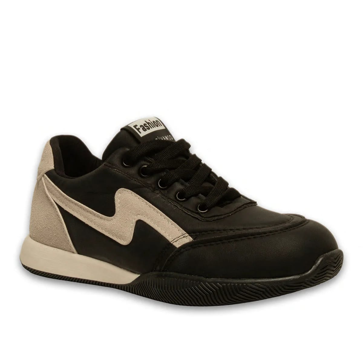 Siyah Zenne Spor Sneaker - Bağcıklı Faylon Taban - Renk: Siyah - Fotoğraf 2 / 4