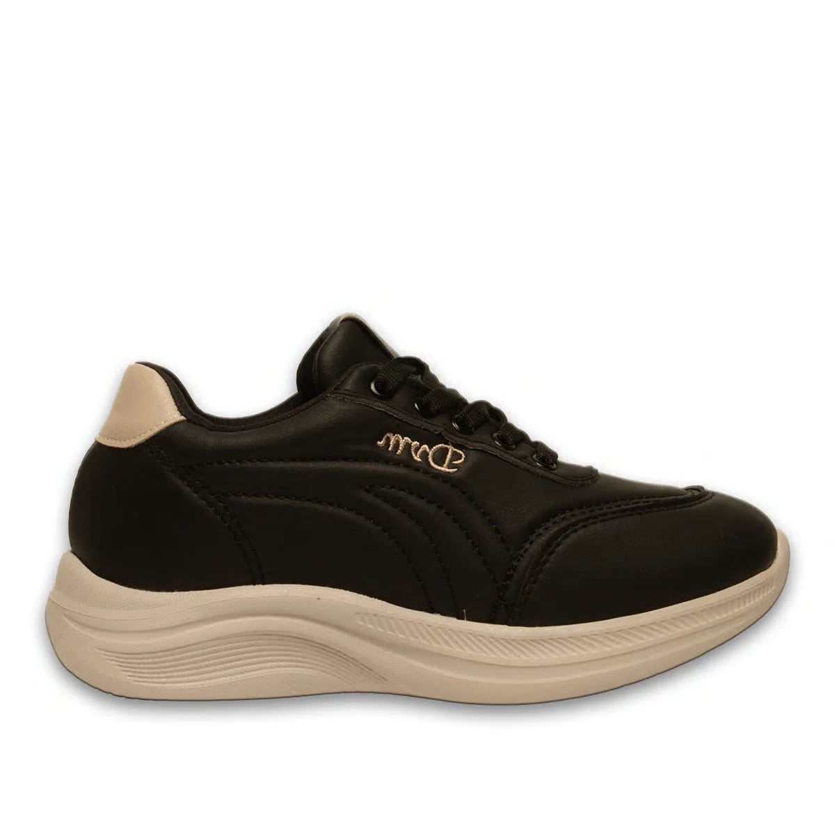 Siyah Bağcıklı Kadın Spor Sneaker - Renk: Siyah - Fotoğraf 1 / 4