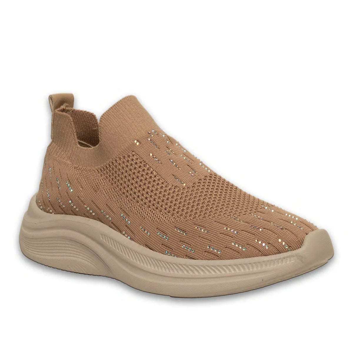 Nude Bağcıksız Triko Zenne Spor Sneaker - Renk: Nude - Fotoğraf 2 / 4