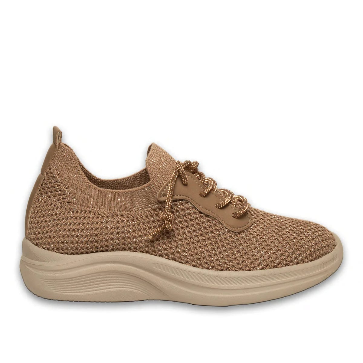 Nude Triko Bağcıklı Zenne Spor Sneaker - Renk: Nude - Fotoğraf 1 / 4