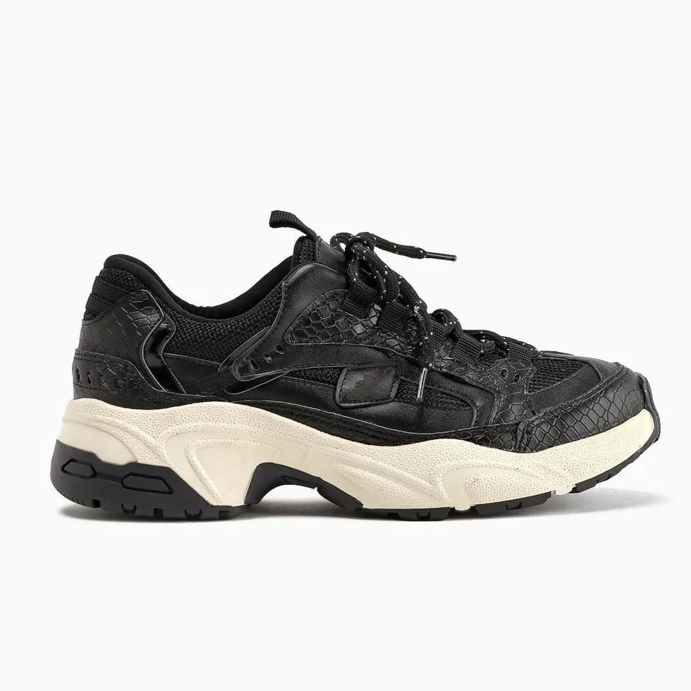 Kadın Spor Sneaker Siyah – Bağcıklı Üst Kalite Sneaker Modeli – Toptan - Renk: Siyah - Fotoğraf 4 / 7