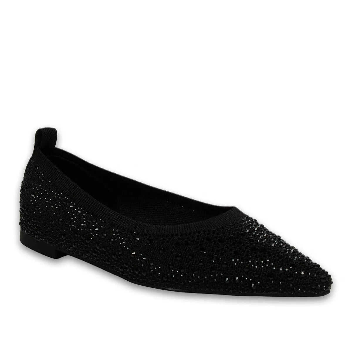 Siyah Kadın Babet – Suni Deri – Triko Detaylı Günlük Model – Toptan - Renk: Siyah - Fotoğraf 2 / 3