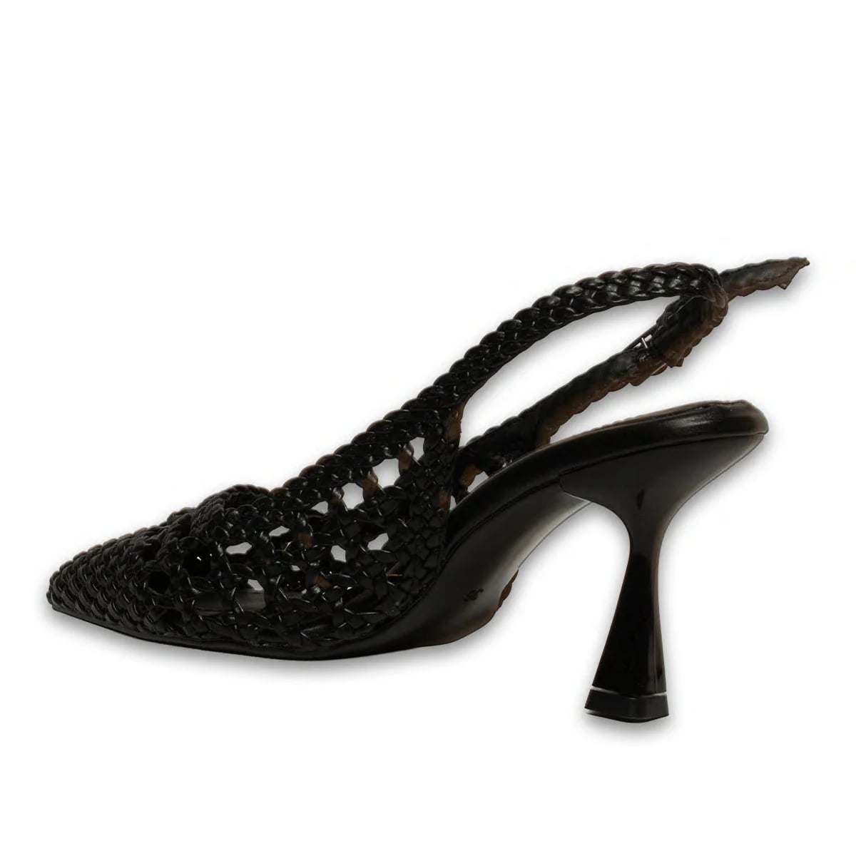 Siyah Kadın Stiletto – Lüks Örgü Detaylı Şık Model – Toptan - Renk: Siyah - Fotoğraf 3 / 4