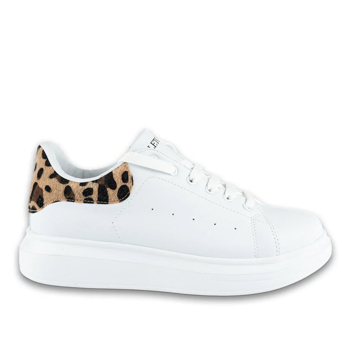 Letoon Leopar Desenli Kadın Spor Sneaker – Bağcıklı Şık Toptan Model - Renk: Leopar - Fotoğraf 1 / 4