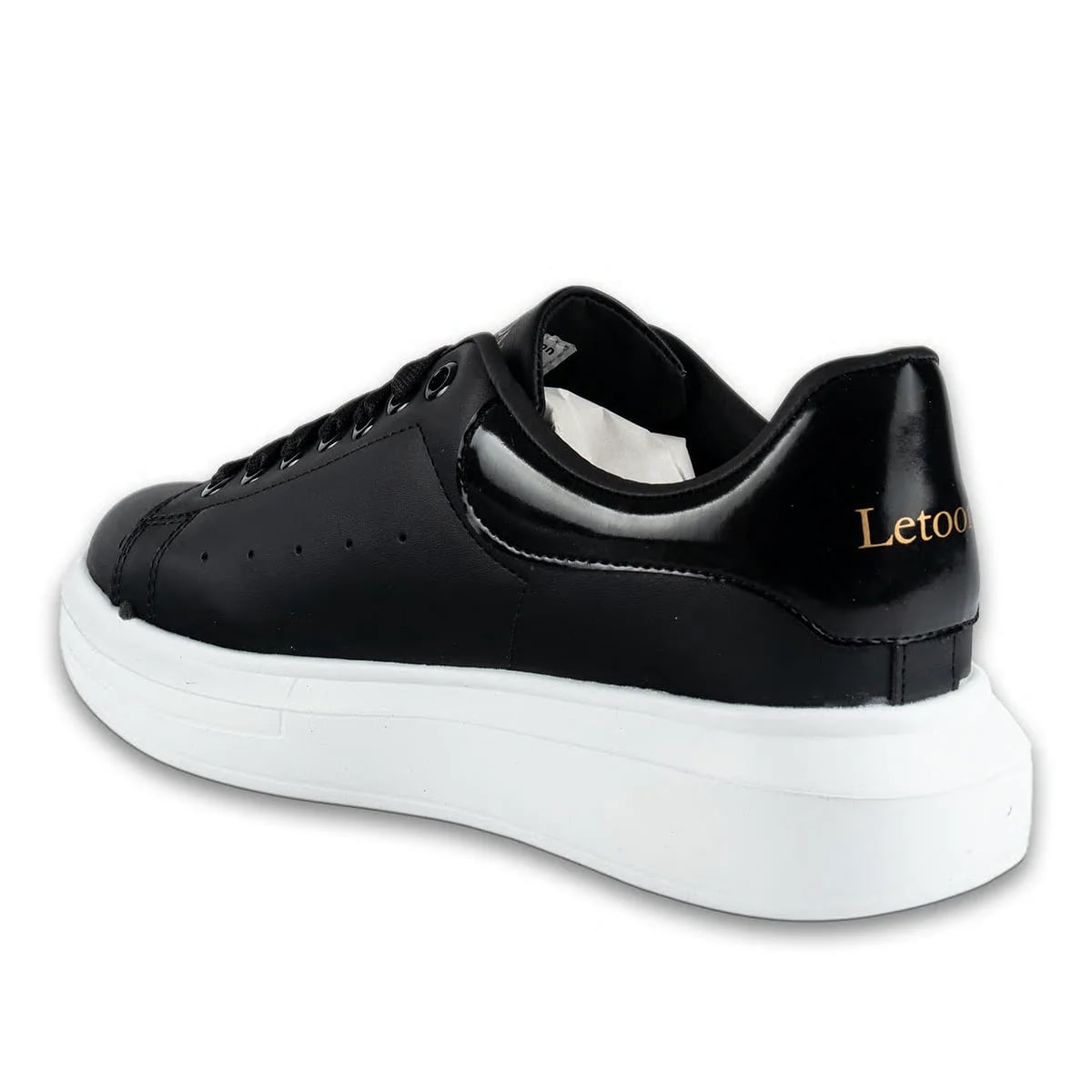 Letoon Siyah-Beyaz Bağcıklı Günlük Sneaker – Klasik Tasarım Rahat ve Şık Toptan Model - Renk: Siyah-Beyaz - Fotoğraf 3 / 4