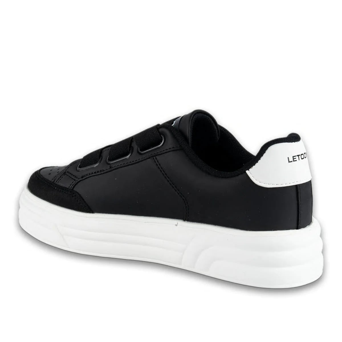 Letoon Garson Spor Sneaker Siyah-Beyaz Bağcıklı Fermuar Detaylı Rahat Toptan Model - Renk: Siyah-Beyaz - Fotoğraf 3 / 3