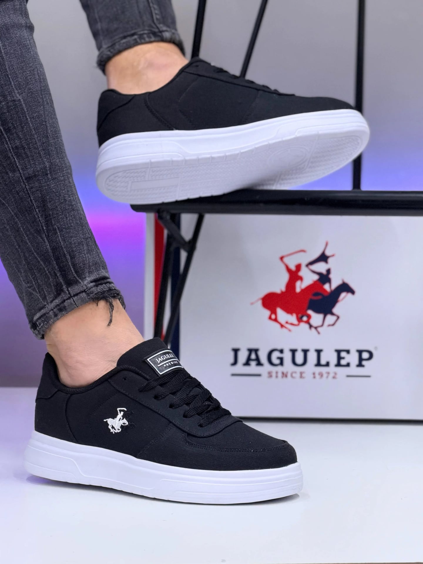 Siyah Erkek Spor Bağcıklı Sneaker - Faylon Taban Rahat Günlük Model - TOPTAN Ürün - Renk: Siyah - Fotoğraf 1 / 1